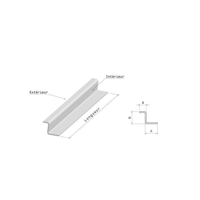 Pliage en Z Tôle en Aluminium laqué 1 face satiné