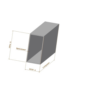 Tube rectangulaire aluminium 40 x 20 x 2 mm - 1 mètre