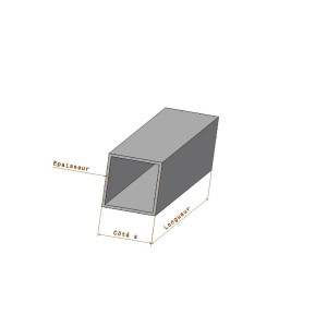 Tube carré aluminium 30 x 30 x 2 mm -Longueur de 2 mètres