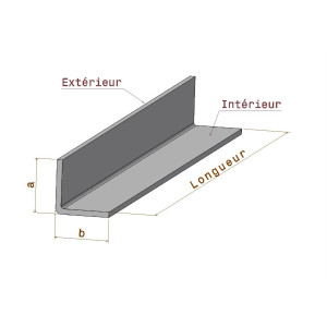 Pliage en L (Cornière) inox brut 304 L - section 30 x 30 - 1 mètre