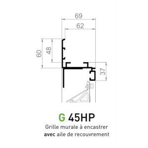 Grille de Ventilation en Aluminium Brut PAS 45HP  - 300 x 300 mm