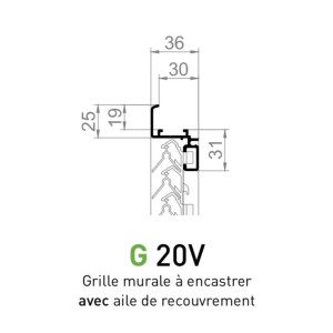 Grille de Ventilation en Aluminium PAS 20V avec moustiquaire- 200x200m